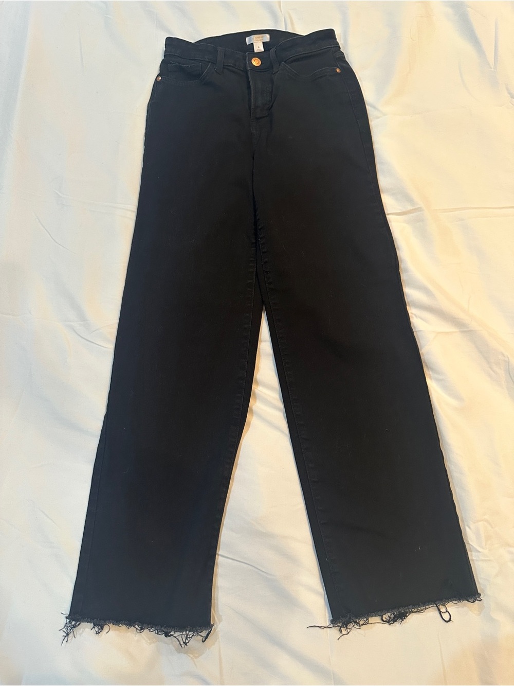 LC Lauren Conrad Black Wide Leg Jeans with Frayed Hem